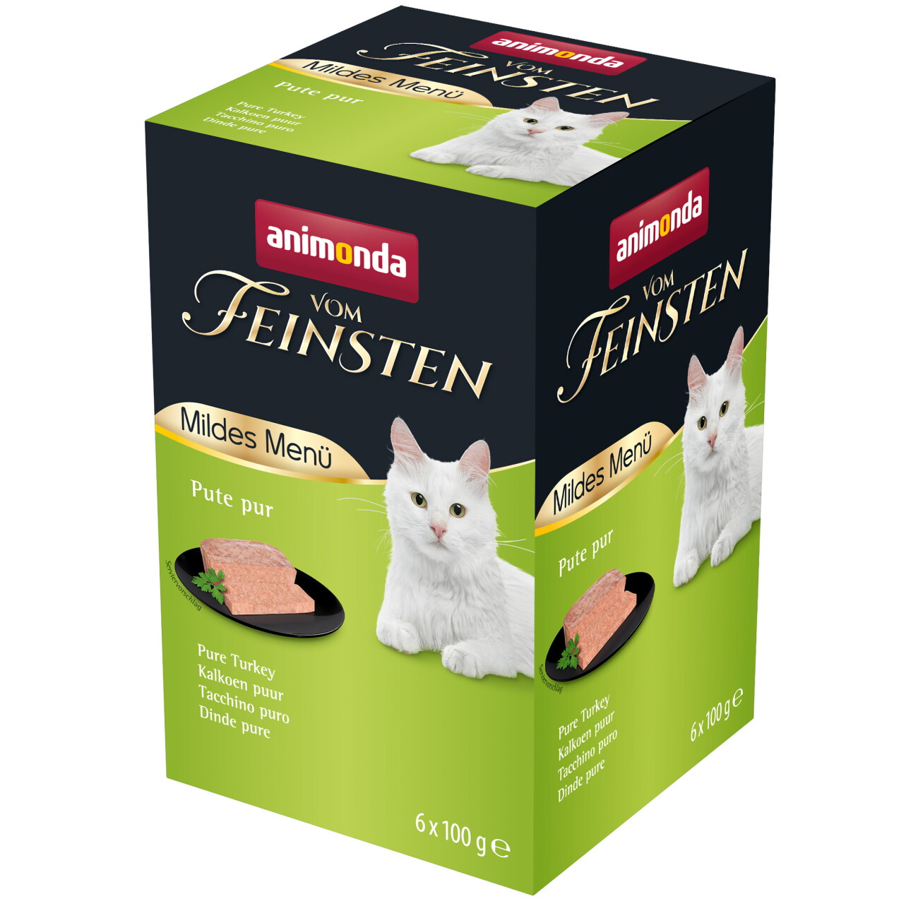 animonda Vom Feinsten Nassfutter Katze, Adult, Mildes Menü 6x100g Pute pur