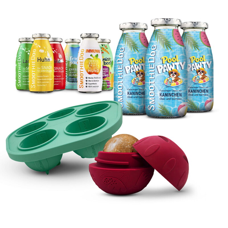 SmoothieDog Summer-Edition 3x 250 ml + Mix-Paket 6x 250 ml + Schleckball 1 Stück