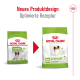 Royal Canin X-Small Adult 8+ Hundefutterverpackungsvergleich, mit neuem Design und optimierter Rezeptur, mit Bildern eines kleinen Hundes.