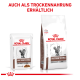 Royal Canin Gastrointestinal Moderate Calorie Katzenfutter in einem Beutel und einer Tüte, mit dem Text 'AUCH ALS TROCKENNAHRUNG ERHÄLTLICH' darüber.