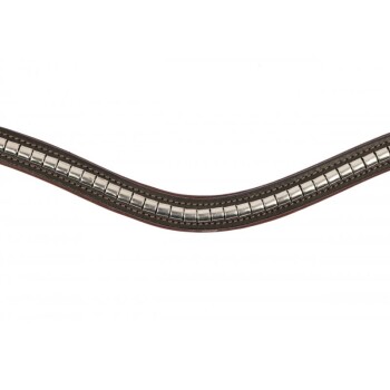 Ein stilvoller Hundehalsband mit einem wellenförmigen Design und metallischen Nieten in der Mitte, vor einem weißen Hintergrund.