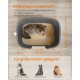 Eine große Katzenstreu-Box (35x41x51,5 cm) mit einer Katze darin, gekennzeichnet für Katzen bis zu 15 kg. Deutscher Text: "Für große Katzen geeignet."