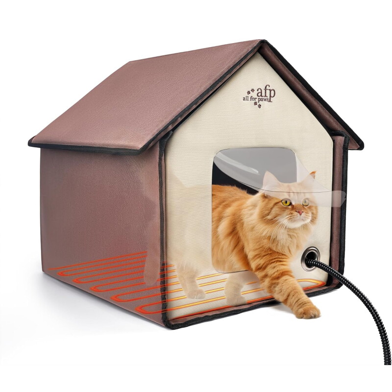 All for paws Beheiztes Katzenhaus für drinnen & draußen