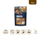 BOZITA Hundesnack-Tasche, 95% Ente fleischige Bites, 70 g, blaue Tüte mit Entensymbol und Produktbildern.