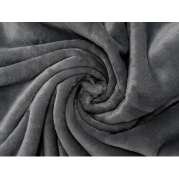 Weiche, dunkelgraue Plüsch-Haustierdecke, spiralförmig gedreht, zeigt ihre glatte Textur.