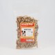 Klarer Beutel mit getrockneten kleinen Fisch-Hundesnacks, beschriftet mit „Miracle Dog Snacks Kleine Fische 250g“ und einem Hundeabbild.