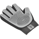 Schwarze Tierpflegehandschuhe mit einer strukturierten grauen Gummibeschichtung, die kleine Noppen für effektives Bürsten und Entfilzen aufweisen.