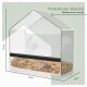 Klarer Vogelhäuschen aus wetterfestem Material, Maße 15cm x 14cm x 6cm, mit einem Logo 'wildlife home' und gefüllt mit Samen.