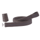 Braune Lederzäumung für Pferde mit kontrastierenden Nähten, mit einem Metallclip und einem passenden Lederhalter, der mit 'EQUINATE' geprägt ist.