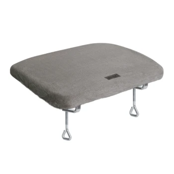 Graues Haustierbett mit einer weichen, plüschigen Oberfläche und Metallbefestigungen für eine sichere Montage.