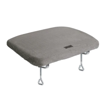Graues Haustierbett mit einer weichen, plüschigen Oberfläche und Metallbefestigungen für eine sichere Montage.