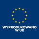 Badge bleu avec 12 étoiles jaunes de l'UE et texte blanc « WYPRODUKOWANO W UE » (Fabriqué dans l'UE)