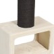 Katzensch scratching post mit einer schwarzen Sisal-Seil-Säule und einer weichen, cremefarbenen Basis mit einem gemütlichen Versteckfach.