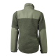Eine grüne Fleecejacke mit strukturiertem Rücken und glatten Ärmeln, mit dem Text "DOGCOACH" am Kragen.