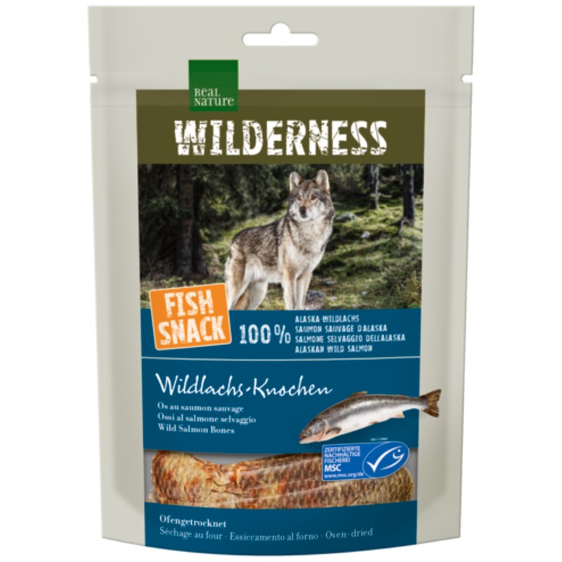 REAL NATURE WILDERNESS Snack au poisson Wildlachs-Knochen, 70 g
