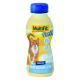 Flasche MultiFit Katzenmilch mit einer verspielten orangefarbenen Katze, die sich die Lippen leckt, beschriftet "Katzenmilch" und "Snacks" in mehreren Sprachen.