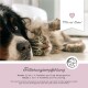 Bild von einem Hund mit einem flauschigen Schwanz, begleitet von einem Text, der die Vorteile von Magnesium, Passionsblume und Moringa zur Stresslinderung bei Haustieren beschreibt.