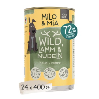 Milo & Mia Wild, Lamm & Nudeln 24×400 g