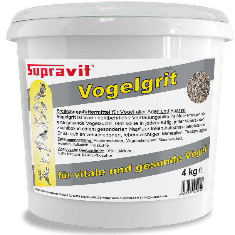 Supravit Vogelgrit – Grit für Vögel & Geflügel – Mineralgrit mit Calcium für Wellensittiche, Papageien, Nymphensittiche, Tauben & Hühner –...