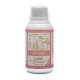 Flasche mit montanus' Natur-Lachsöl für Hunde, Katzen und Pferde, mit einem rosa Etikett, das Illustrationen und Nährwertangaben zeigt.