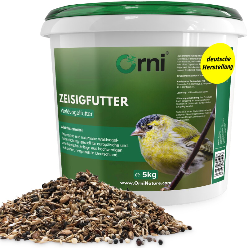 Orni Zeisig I Hochwertiges Zeisig Vogelfutter I Mischung aus natürlichen Samen und Körnern für eine gesunde Ernährung der Vögel 5 kg