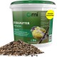 Tüte Orni Wildvogelfutter mit fliegenden Vogelsilhouetten, 5 kg, hergestellt in Deutschland.