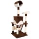 Katzenbaum mit mehreren Ebenen, ausgestattet mit einer gemütlichen Hängematte, Kratzpfosten und einem runden Sitzplatz oben, in braunen und cremefarbenen Farben.
