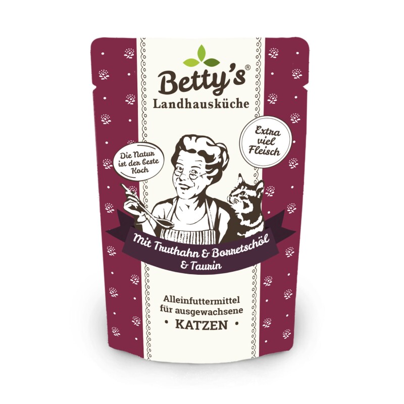 Betty's Landhausküche Frischebeutel mit Truthahn 12 x 100g für Katze