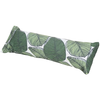 Long pet pillow featuring a vibrant green leaf pattern on a white background.