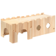 Wooden pet furniture with cut-out shapes, designed for small animals to play and hide.