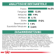 Nährwertanalyse-Diagramm für Haustierfutter, das Protein (46%), Fett (12%) und andere Komponenten zeigt, mit Zutatenliste auf Deutsch.