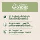 Verpackung für Pure Nature Ranch Pferdefutter, die 'Hergestellt in Deutschland', getreidefreie Vorteile für empfindliche Hunde und Omega-3 für Vitalität hervorhebt.