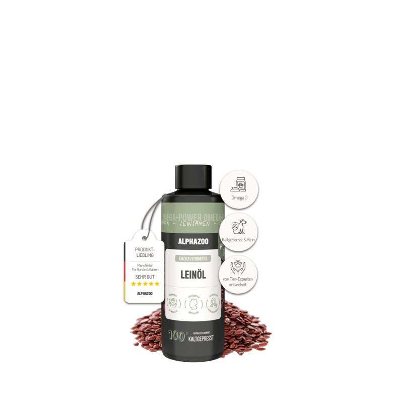 ALPHAZOO Premium Leinöl für Hunde I Omega 3 Leinsamenöl