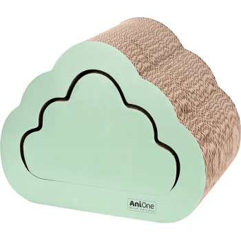 Griffoir pour chat en forme de nuage vert avec une surface texturée, présentant le nom de la marque "AniOne Wild Variety" à l'avant.