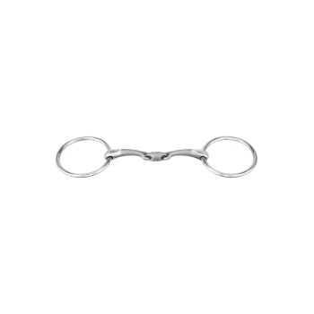 Ein glänzender Hundetraining-Halsband aus Edelstahl mit zwei runden Ringen an jedem Ende, entworfen zum Befestigen von Leinen.