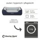 Hundebett von Doctor Bark, mit einem grauen Innenraum und einem marineblauen Außenbereich, maschinenwaschbar bis 60°C, trocknergeeignet, pflegeleicht.