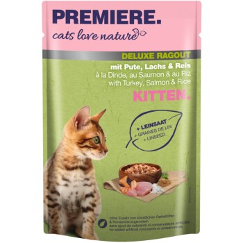 cats love nature Deluxe Ragout Kitten à la dinde, au saumon et au riz 24x100 g