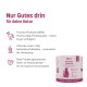 Rückseite eines beigen Katzenleckerlis-Beutels mit der Aufschrift 'Ergänzungsfuttermittel für Katzen', Zutatenliste, keine Symbole für Soja/Getreide/Zucker/Gluten, QR‑Code, 30 g.