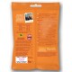 Edgard & Cooper 50g Hähnchen-Hundeleckerlis in einer leuchtend orangefarbenen Tüte, mit zwei Hunden. Zutaten: 84,8% Hähnchen, Kartoffeln, Heidelbeeren, Äpfel.