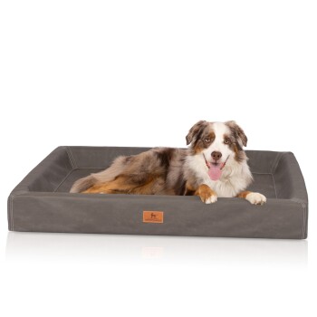 orthopädisches Hundebett Austin aus Kunstleder braun/ grau XXL