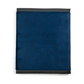 Ori Abdeckung dunkelblau XXL Ein marineblaues Haustierbett mit schwarzem Rand, mit einer weichen, plüschigen Oberfläche, entworfen für Komfort und Stil.