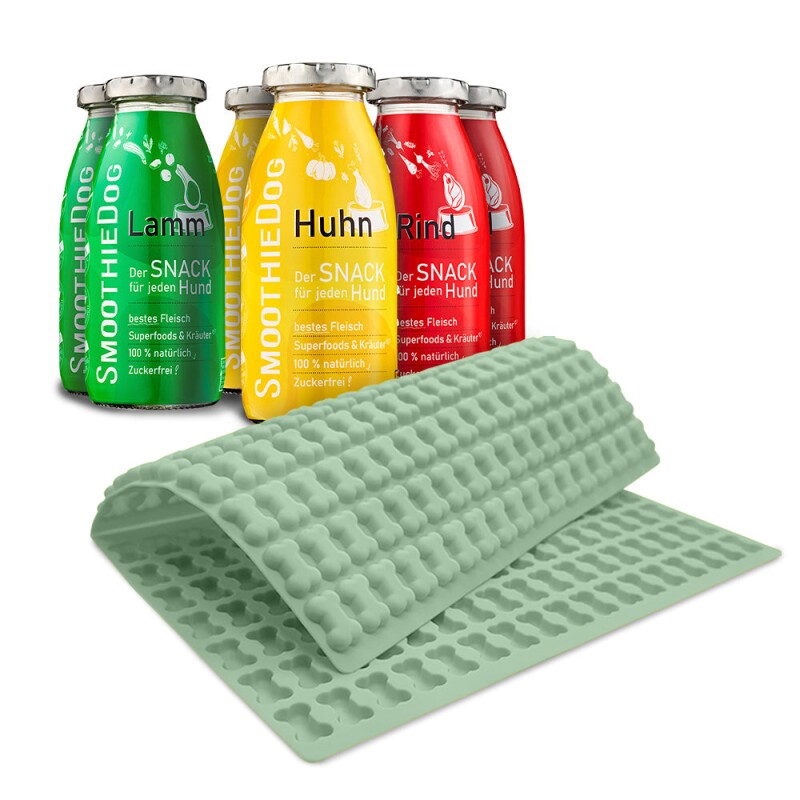 SmoothieDog 6er Pack Klassik 6x 250ml + Trixie Backmatte Grün