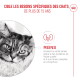 Gros plan d'un chat tigré avec le texte français : « CIBLE LES BESOINS SPÉCIFIQUES DES CHATS DE PLUS DE 15 ANS » et « REINS » avec une icône de rein.