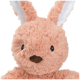 Weiches, plüschiges Kaninchen-Spielzeug mit rosa Fell, schwarzen Augen und weißen Ohren, entworfen für Haustiere.