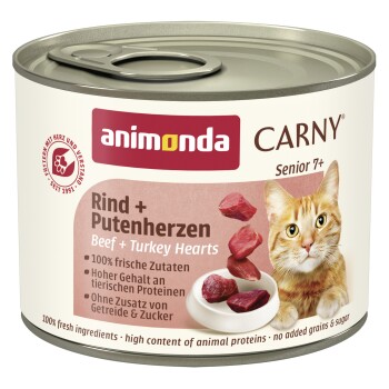 Comparer les prix de animonda Carny nourriture humide pour chat senior Bœuf et cœurs de dinde 12x200 g