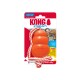 Jouet pour chien KONG Aqua en orange vif, avec un design flottant durable et une corde. L'emballage comprend le texte : "Flotte" et "Fabriqué aux États-Unis."