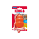 KONG Aqua Hundespielzeug in leuchtendem Orange, mit einem strapazierfähigen schwimmenden Design und einem Seil. Verpackung enthält den Text: 'Schwimmt' und 'Hergestellt in den USA.'