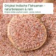 Original indische Flohsamen in einem Holzlöffel, mit dem Text "Original Indische Flohsamen – naturbelassen & rein."