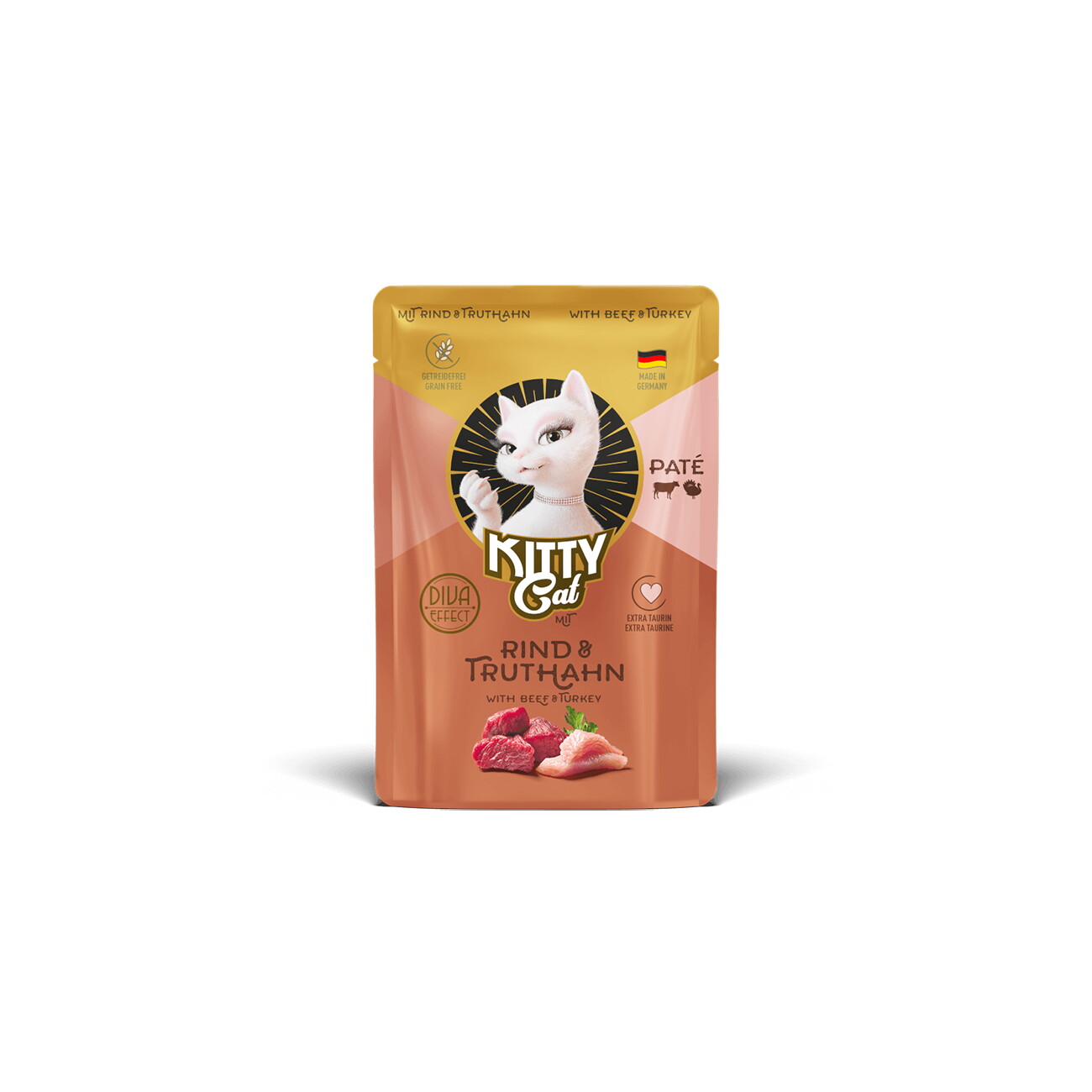 KittyCat Nassfutter Katze, Adult, Paté Rind und Truthahn 6x85 g