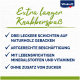 Vitakraft Produktanzeige mit dem Text: "Extra langer Knabberspaß" und Aufzählungspunkten zu Zutaten und Vorteilen, einschließlich ohne Zuckerzusatz.